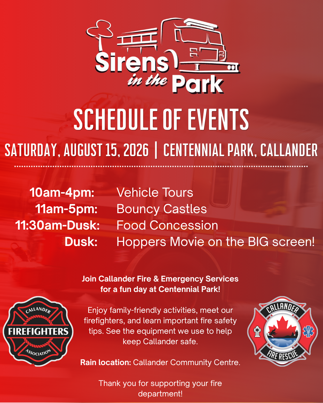 The Schedule is Here for Sirens in the Park!